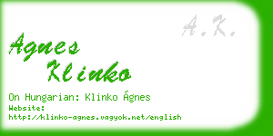 agnes klinko business card